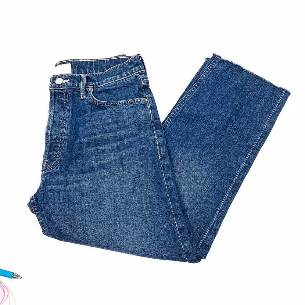 MOTHER Blue Tomcat Ankle Fray Jeans | Cotton Blend, Women’s Regular 10